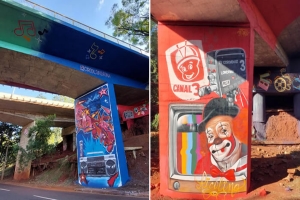 História da TV e do rádio em Londrina ilustra viaduto da Avenida JK